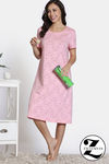 Zivame Knit Cotton Mid Length Nightdress - Almond Blossom — thumbnail 1